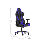 Chaise de bureau de jeu Flash Furniture X20, type baquet, pour ordinateur, réglable, avec dossier inclinable et roulettes transparentes