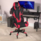 Chaise de bureau de jeu Flash Furniture X20, type baquet, pour ordinateur, réglable, avec dossier inclinable et roulettes transparentes