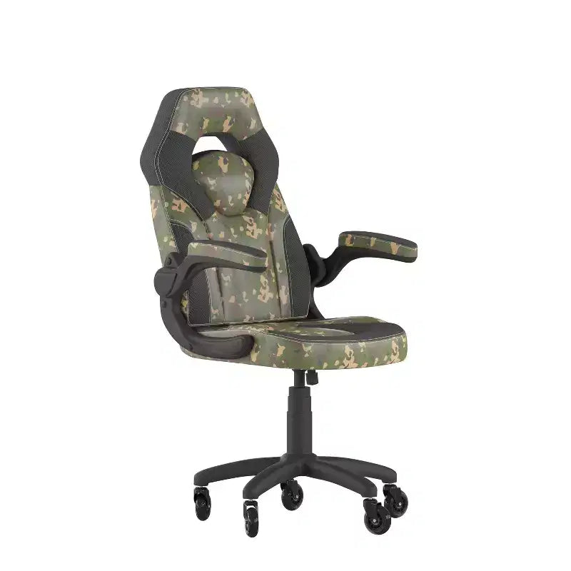 Fauteuil de jeu Flash Furniture X10, Chaise de bureau, d'ordinateur ou de PC de course, avec accoudoirs relevables et roulettes transparentes