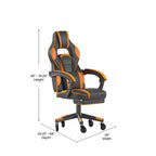 Chaise de jeu Flash Furniture X40, chaise d'ordinateur de course avec dossier et accoudoirs entièrement inclinables et roulettes transparentes, repose-pieds coulissant