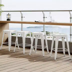 Yaheetech Lot de 4 Tabourets de Bar sans Dossier Empilables en Métal Hauteur Comptoir 61 cm Intérieur/Extérieur