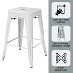 Yaheetech Lot de 4 Tabourets de Bar sans Dossier Empilables en Métal Hauteur Comptoir 61 cm Intérieur/Extérieur