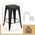 Yaheetech Lot de 4 Tabourets de Bar sans Dossier Empilables en Métal Hauteur Comptoir 61 cm Intérieur/Extérieur