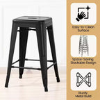 Yaheetech Lot de 4 Tabourets de Bar sans Dossier Empilables en Métal Hauteur Comptoir 61 cm Intérieur/Extérieur