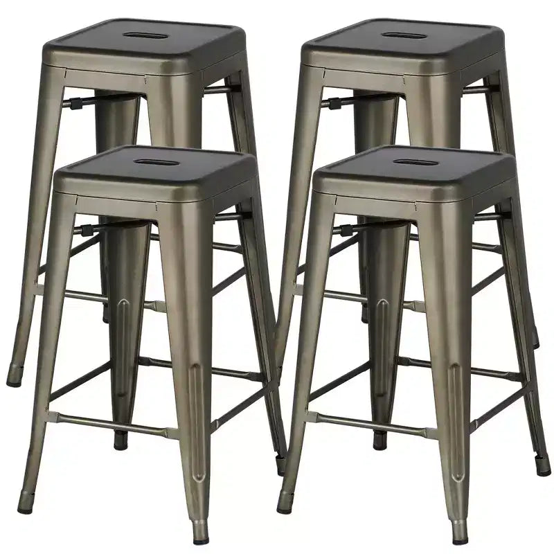 Yaheetech Lot de 4 Tabourets de Bar sans Dossier Empilables en Métal Hauteur Comptoir 61 cm Intérieur/Extérieur