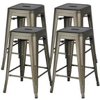Yaheetech Lot de 4 Tabourets de Bar sans Dossier Empilables en Métal Hauteur Comptoir 61 cm Intérieur/Extérieur
