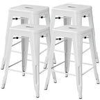 Yaheetech Lot de 4 Tabourets de Bar sans Dossier Empilables en Métal Hauteur Comptoir 61 cm Intérieur/Extérieur