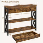 Console vintage en bois Yaheetech avec 1 tiroir et 2 étagères ouvertes