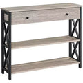 Yaheetech Vintage Wooden Console Table with 1 Drawer and 2 Open Shelves