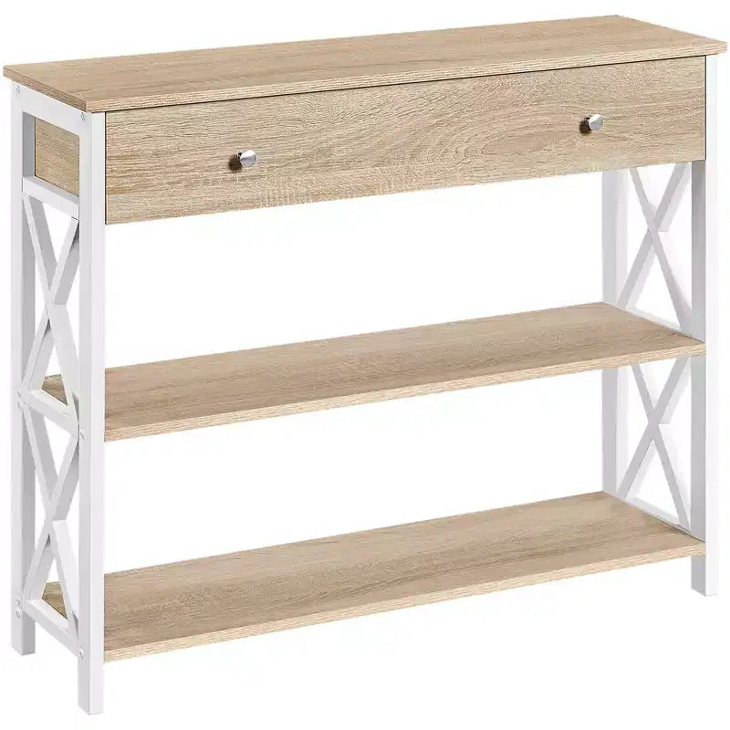 Console vintage en bois Yaheetech avec 1 tiroir et 2 étagères ouvertes
