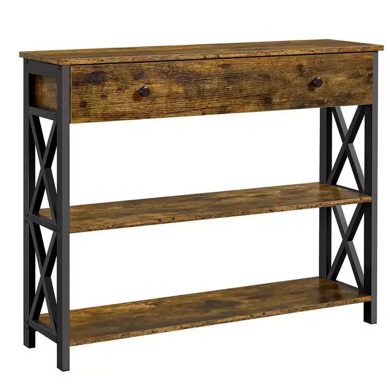 Console vintage en bois Yaheetech avec 1 tiroir et 2 étagères ouvertes