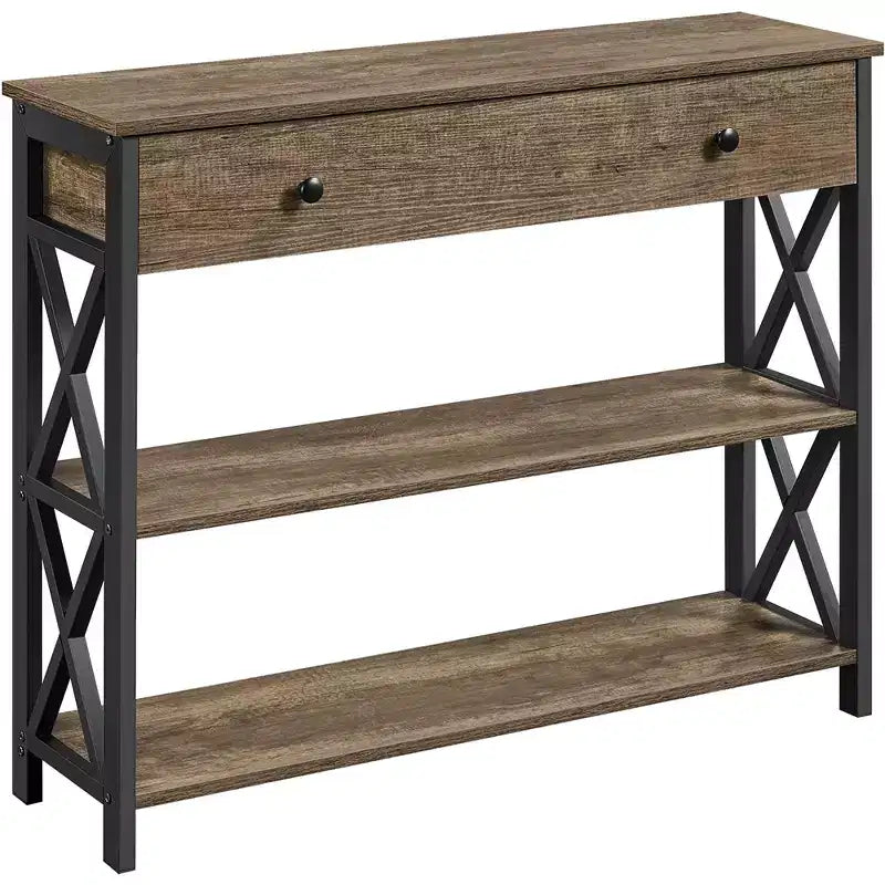 Console vintage en bois Yaheetech avec 1 tiroir et 2 étagères ouvertes