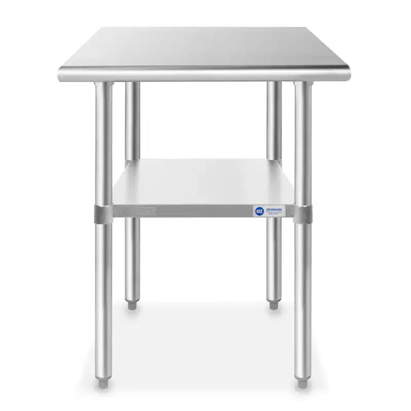 Tables en acier inoxydable GRIDMANN avec étagère inférieure, tables de travail et de préparation de cuisine commerciale NSF pour restaurant et maison