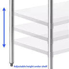 Tables en acier inoxydable GRIDMANN avec étagère inférieure, tables de travail et de préparation de cuisine commerciale NSF pour restaurant et maison