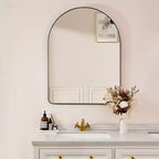 ANDY STAR Miroir mural de courtoisie moderne à cadre arqué de 50,8 x 76,2 cm avec cadre en acier, verre flottant sans distorsion et crochets préinstallés, noir mat