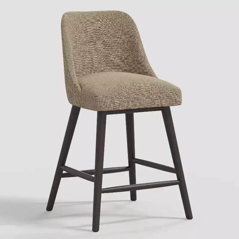 Tabouret de bar 27 Geller avec repose-pieds en lin texturé - Threshold