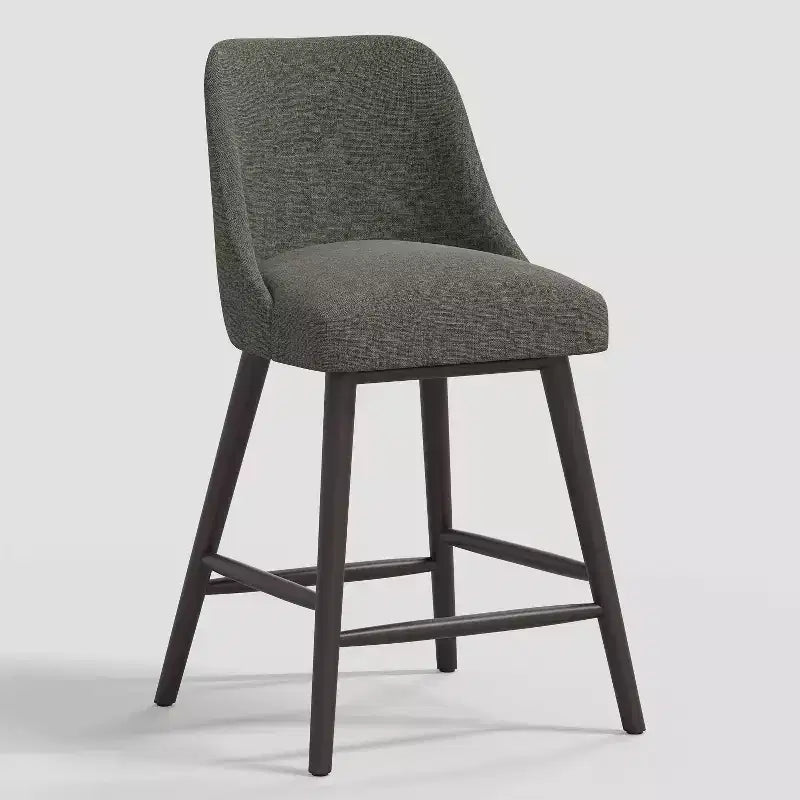 Tabouret de bar 27 Geller avec repose-pieds en lin texturé - Threshold