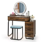 Coiffeuse Costway avec miroir, lumière réglable 3 couleurs, capteur de mouvement et station de charge