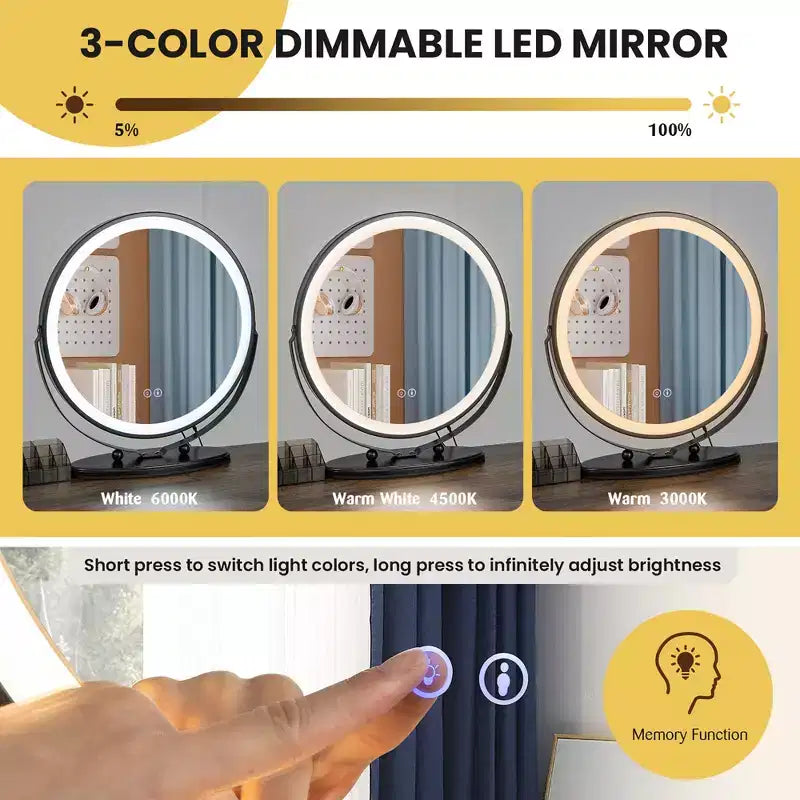 Coiffeuse Costway avec miroir, lumière réglable 3 couleurs, capteur de mouvement et station de charge