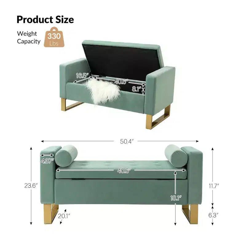 Banc de rangement large Rita 50,4 | ART OF LIVING DESIGNS-SAGE