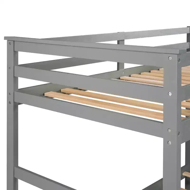 Lit superposé en bois, double sur double, avec 4 tiroirs, lit gigogne et escalier-ModernLuxe
