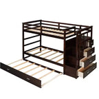 Lit superposé en bois, double sur double, avec 4 tiroirs, lit gigogne et escalier-ModernLuxe