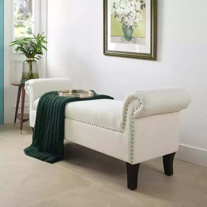 Banc d'appoint d'entrée Jennifer Taylor Home Kathy avec accoudoirs roulés