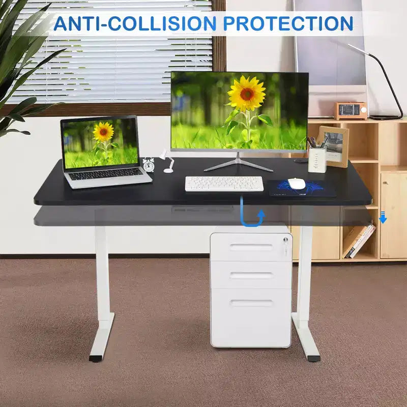 Cadre de bureau assis-debout électrique Costway avec deux moteurs, base de bureau réglable en hauteur avec 3 positions mémorisables et panneau de commande tactile pour bureau à domicile