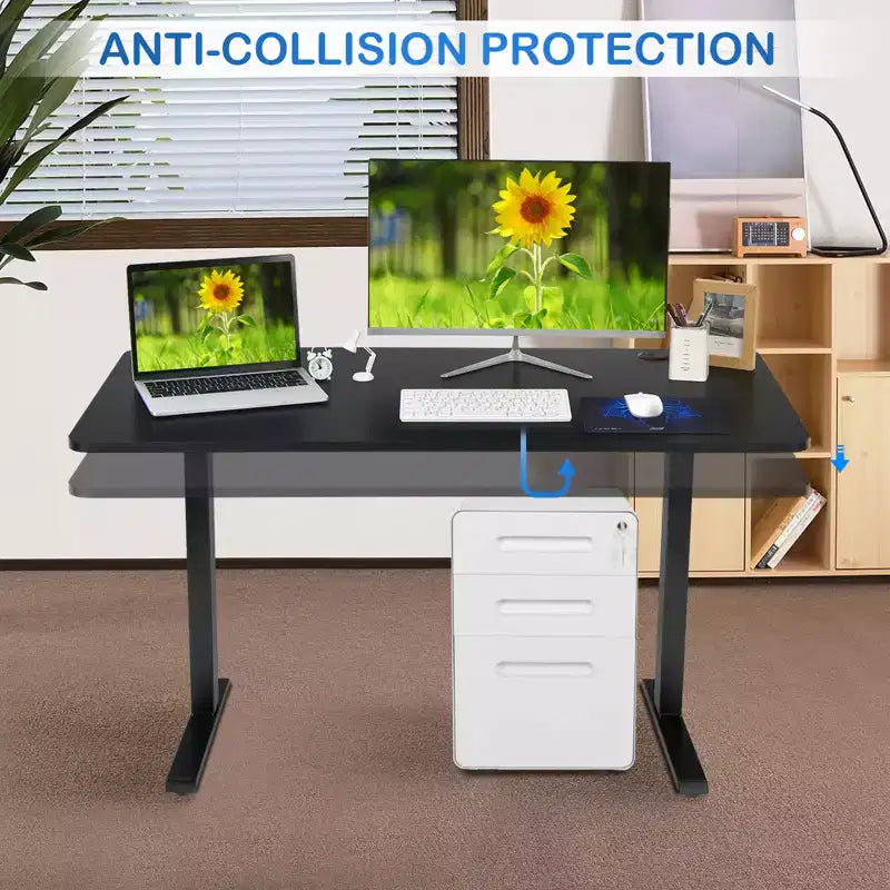 Cadre de bureau assis-debout électrique Costway avec deux moteurs, base de bureau réglable en hauteur avec 3 positions mémorisables et panneau de commande tactile pour bureau à domicile