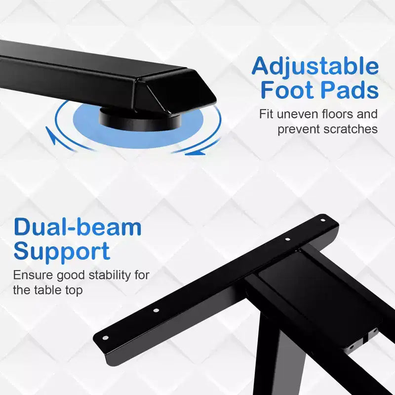 Cadre de bureau assis-debout électrique Costway avec deux moteurs, base de bureau réglable en hauteur avec 3 positions mémorisables et panneau de commande tactile pour bureau à domicile