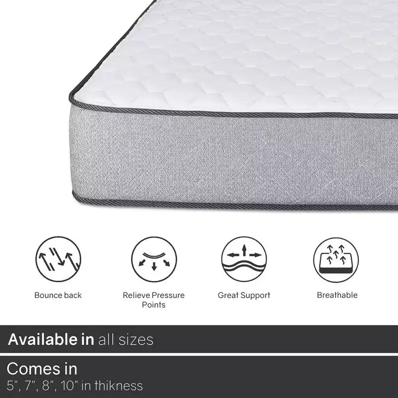 Matelas en mousse haute densité, ferme moyen, plateau serré, 7 pouces, Continental Sleep.