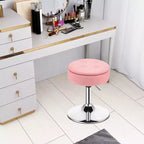 Costway Lot de 3 tabourets de coiffeuse réglables pivotants à 360° avec rangement et plateau, Blanc/Noir/Rose