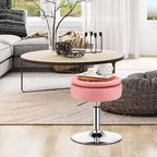 Costway Lot de 3 tabourets de coiffeuse réglables pivotants à 360° avec rangement et plateau, Blanc/Noir/Rose