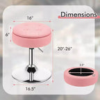 Costway Lot de 3 tabourets de coiffeuse réglables pivotants à 360° avec rangement et plateau, Blanc/Noir/Rose