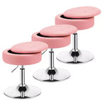 Costway Lot de 3 tabourets de coiffeuse réglables pivotants à 360° avec rangement et plateau, Blanc/Noir/Rose