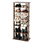 Costway Range-chaussures breveté à 7 niveaux, double rangée, organisateur de rangement vertical en bois, blanc rustique/marron