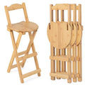 Costway Set of 4 Bamboo Folding Barstools Counter Height Dining Chairs Installation Free