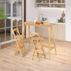 Costway Lot de 4 tabourets de bar pliants en bambou, hauteur comptoir, chaises de salle à manger sans installation
