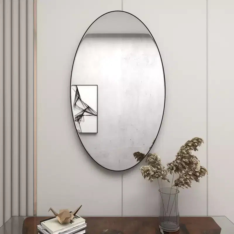 Miroir mural ovale contemporain en bois Olivia & May