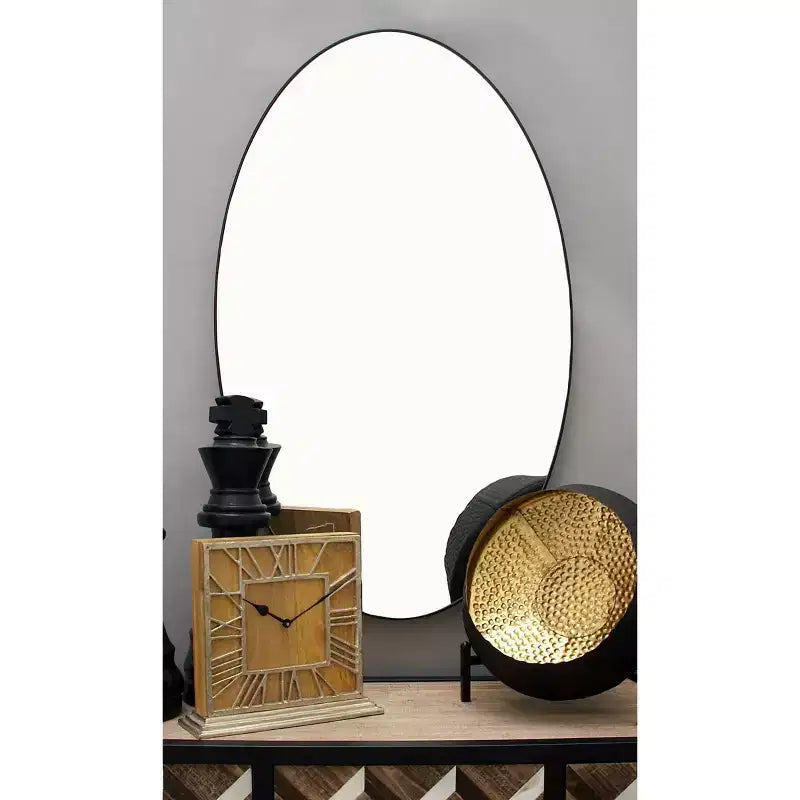 Miroir mural ovale contemporain en bois Olivia & May