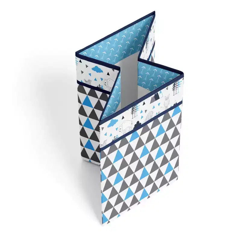 Bacati - Panier à Linge Pliable Garçons Woodlands Aqua/Marine/Gris