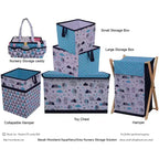 Bacati - Panier à Linge Pliable Garçons Woodlands Aqua/Marine/Gris