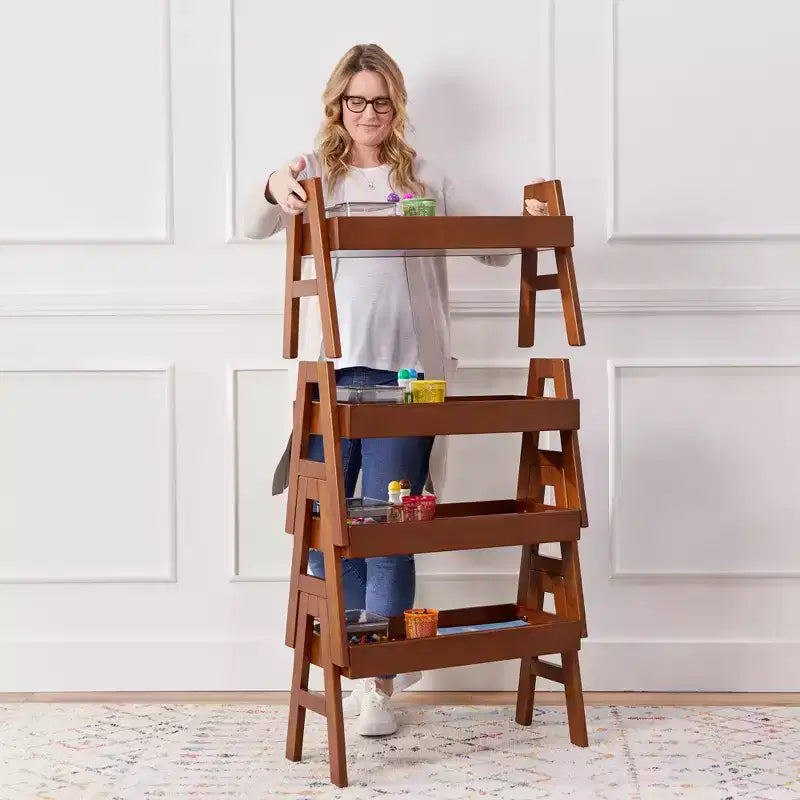 Meuble de rangement empilable ECR4Kids avec bordure intégrale, Présentoir à livres