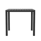 Merrick Lane Table à Manger Carrée d'Extérieur/Intérieur Tout Temps pour 4 Personnes avec Cadre en Acier et Plateau à Lattes en Résine - Noir