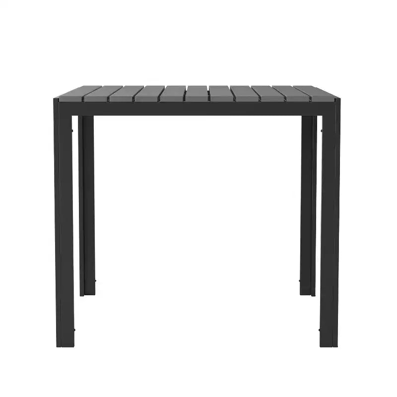Merrick Lane Table à Manger Carrée d'Extérieur/Intérieur Tout Temps pour 4 Personnes avec Cadre en Acier et Plateau à Lattes en Résine - Noir