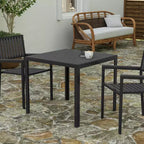 Merrick Lane Table à Manger Carrée d'Extérieur/Intérieur Tout Temps pour 4 Personnes avec Cadre en Acier et Plateau à Lattes en Résine - Noir