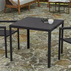 Merrick Lane Table à Manger Carrée d'Extérieur/Intérieur Tout Temps pour 4 Personnes avec Cadre en Acier et Plateau à Lattes en Résine - Noir