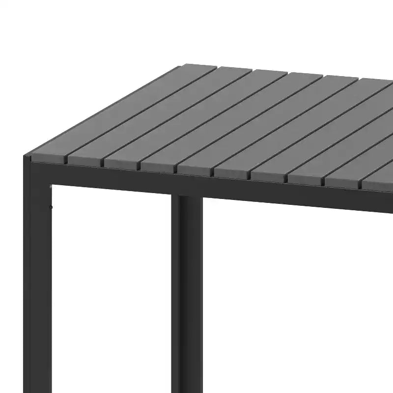 Merrick Lane Table à Manger Carrée d'Extérieur/Intérieur Tout Temps pour 4 Personnes avec Cadre en Acier et Plateau à Lattes en Résine - Noir
