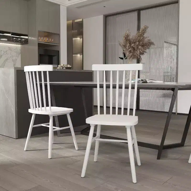 Emma et Oliver - Ensemble de chaises de salle à manger sans accoudoirs en bois massif de qualité supérieure avec dossier à barreaux, sièges profilés et patins de protection en feutre