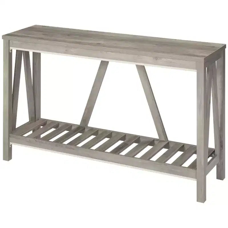 HOMCOM Table Console de Ferme avec Étagère de Rangement, Table de Canapé Rustique avec Dispositif Anti-basculement pour Meuble de Salon, Chambre et Entrée